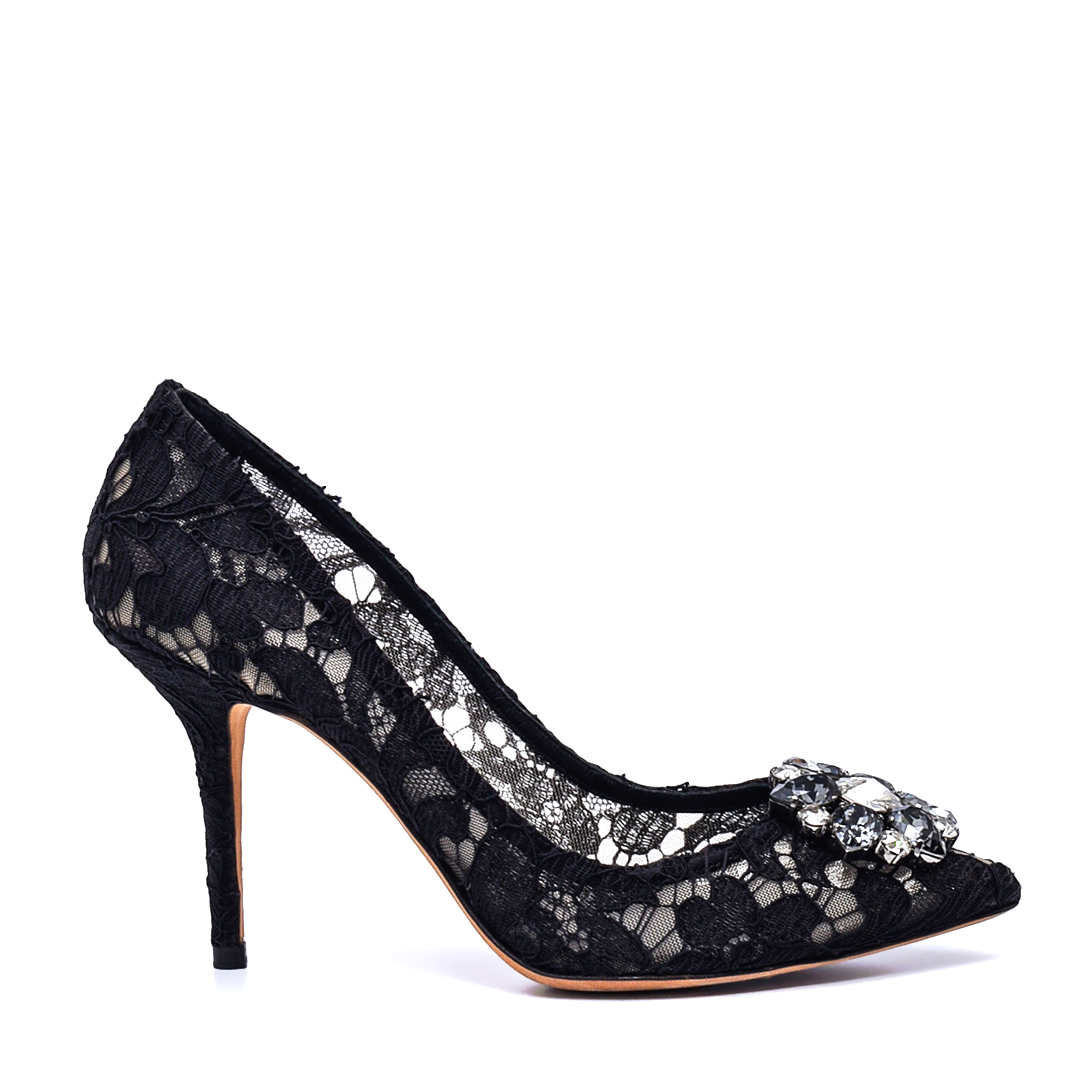 Dolce&Gabbana - Black Taormina Lace Crystal Embellished Pumps 90mm / 38